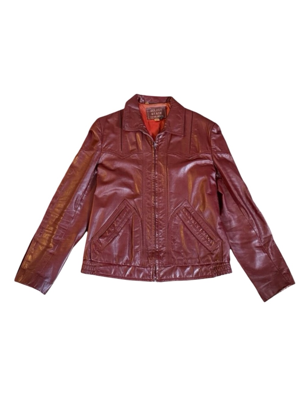Vintage 1990s Golden State Men’s Brown Leather Jacket Zip Front